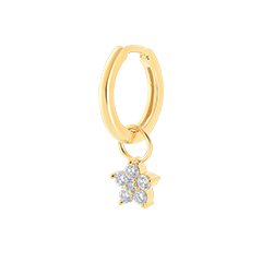 Boucle d'oreille Fraîcheur avec breloque étoile Fraîcheur - Mix l'étoile - or jaune 9 carats et diamants