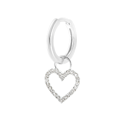 Boucle d'oreille Fraîcheur avec breloque cœur Fraîcheur - Mix le coeur - or blanc 9 carats et diamants