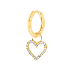 Boucle d'oreille Fraîcheur avec breloque cœur Fraîcheur - Mix le coeur - or jaune 9 carats et diamants