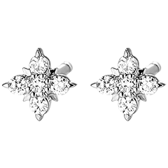 Boucles d'oreilles Fraîcheur - Pétales précieuses - or blanc 18 carats et diamants