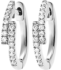 Boucles d'oreilles Fraîcheur - Créoles asymétriques Alba - or blanc 9 carats et diamants