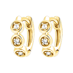 Hoop Earrings Freshness - Trio Diamonds - 9 carat yellow gold and diamonds