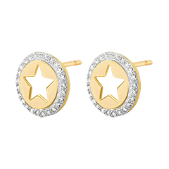 Stellar Earrings - 18 carat white gold and yellow gold with diamonds