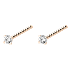 Freshness diamond stud earrings - Mini Spark - pink gold 9 carats and diamonds