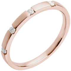 Wedding Ring - Pink gold - 4 diamonds
