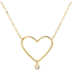 Freshness Necklace - Diamond Heart - 18 carat yellow gold and diamond