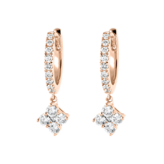 Freshness Semi-Paved Hoop Earrings - Dina - pink gold 18 carats and diamonds