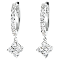 Freshness Semi-Paved Hoop Earrings - Dina - white gold 9 carats and diamonds