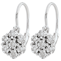 Earrings Freshness - Flower Snowflake - 14 diamonds and white gold