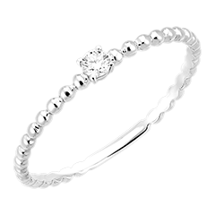 Freshness Ring - Round Bubble Solitaire - 9 carat white gold and diamond