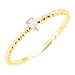 Freshness Ring - Solitaire Bubble Pear - 18 carat yellow gold and diamond