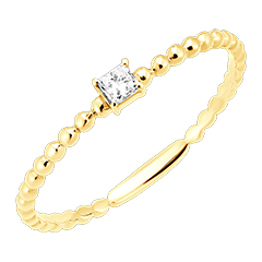 Freshness Ring - Solitaire Bubble Princess - 18 carat yellow gold and diamond
