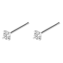 Orecchini diamanti Freschezza - Splendore - modello a bottone oro bianco 9 carati e diamanti