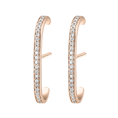 Orecchini a bottone pavé Freschezza - Ellis - oro rosa 18 carati e diamanti