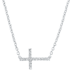 Collana Freschezza - Croce - oro bianco 9 carati e diamanti