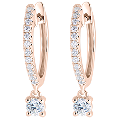 Orecchini Creoli semi-pavé Freschezza - Petite Pampille - oro rosa 9 carati e diamanti