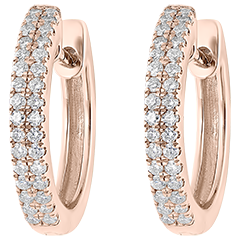 Orecchini Creoli semi-pavé Freschezza - Celeste - oro rosa 18 carati e diamanti