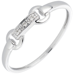 Anello Equestre - Oro bianco - 18 carati - 3 Diamanti