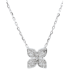 Collana Fiore d'eternità - Oro bianco - 9 carati - 16 Diamanti