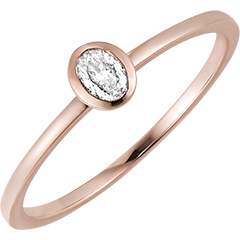 Anello Freschezza - Ovale - oro rosa 9 carati e diamante
