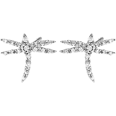 Orecchini Freschezza - Libellula - oro bianco 9 carati e diamanti