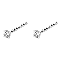 Pendientes de diamantes Frescura - Mini Resplandor - pulgas de oro blanco de 18 quilates y diamantes