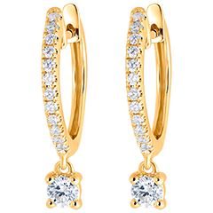 Pendientes Criollos semi-cubiertos Frescura - Pequeña Borla - oro amarillo de 18 quilates y diamantes