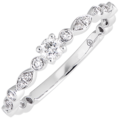 Anillo de compromiso Pequeñas Perlas - oro blanco de 18 quilates y diamantes