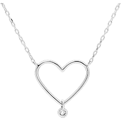 Collar Frescura - Corazón corte Diamante - oro blanco de 18 quilates y diamante