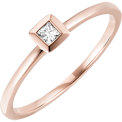Anillo Frescura - Cuadrado - oro rosa 18 quilates y diamantes