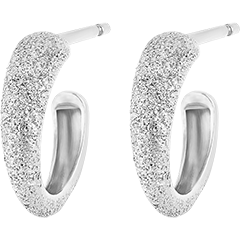 Pendientes Frescura - Aros Diamantados - oro blanco de 9 quilates