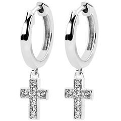 Pendientes Abundancia - Cruz de diamantes - oro blanco de 18 quilates y diamantes
