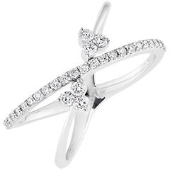 Anillo Celestes Elipses - oro blanco de 9 quilates y diamantes