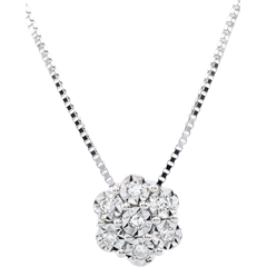 Freshness Necklace - Flower Snowflake - 7 diamonds and white gold