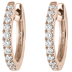Freshness semi-paved hoop earrings - Eva - pink gold 18 carats and diamonds