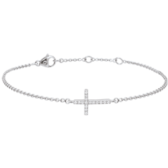 Armband Kreuz Weissgold und Diamanten - 9 karat