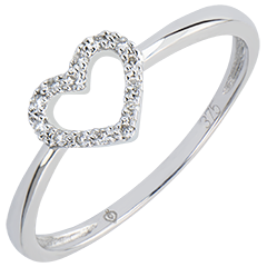 Ring Vielfalt - Kleines Herz - 9 Karat Weißgold und Diamanten