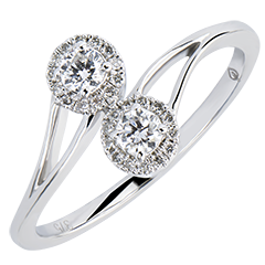 Ring Vielfalt - Du & Ich Runde Diamanten - 18 Karat Weißgold und Diamanten 