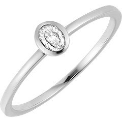 Ring Fraîcheur - Oval - 9 Karat Weißgold mit Diamant