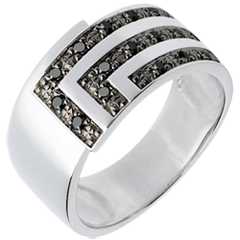 AP3213 - Bague équerre or blanc 18 carats et diamants noirs