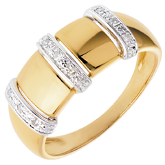 Bague triade or jaune 18 carats pavée - 9 diamants