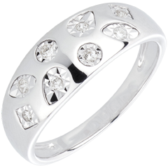 Bague tutti-frutti or blanc 18 carats et diamants