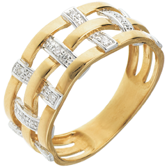 Anello Couture - Oro giallo pavé - 18 carati - 11 Diamanti 