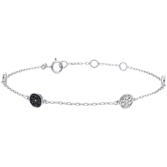 Pulsera Oro Blanco Miríada de Estrellas - Diamantes Blancos y Diamantes Negros