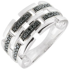 Anillo Claroscuro - Camino Secreto - gran modelo - oro blanco 9 quilates - diamante negro