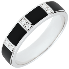 Ring Chiaroscuro - zwarte lak en Diamanten - karaat witgoud - 9 karaat witgoud