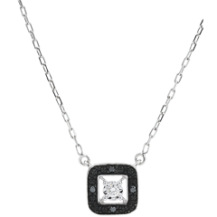 Zwarte Diamanten halsketting Chiaroscuro  - 9 karaat witgoud - 0.03 karaat