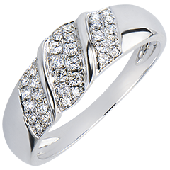 Verighetă Abundenţă - Panglică -aur alb 18K şi diamante