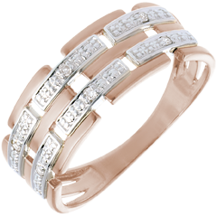 Inel diamant - aur alb şi aur roz de 18K