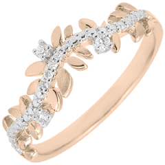 Anello Giardino Incantato - Fogliame Reale - diamante e oro rosa - 18 carati